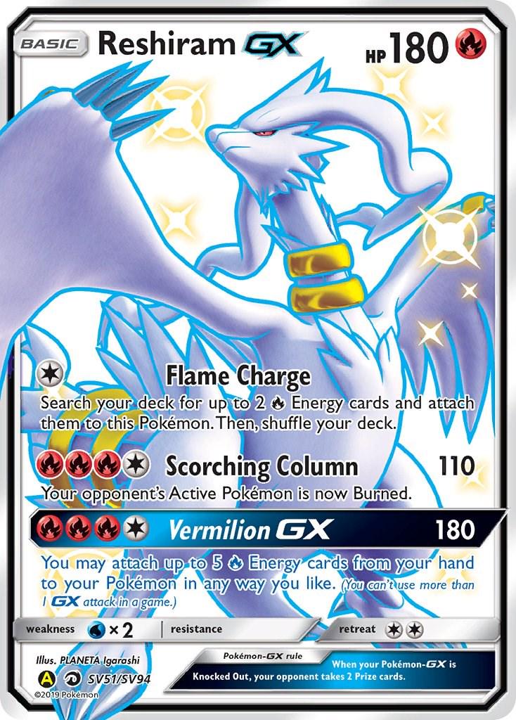 Hidden Fates Reshiram GX Pokémon card
